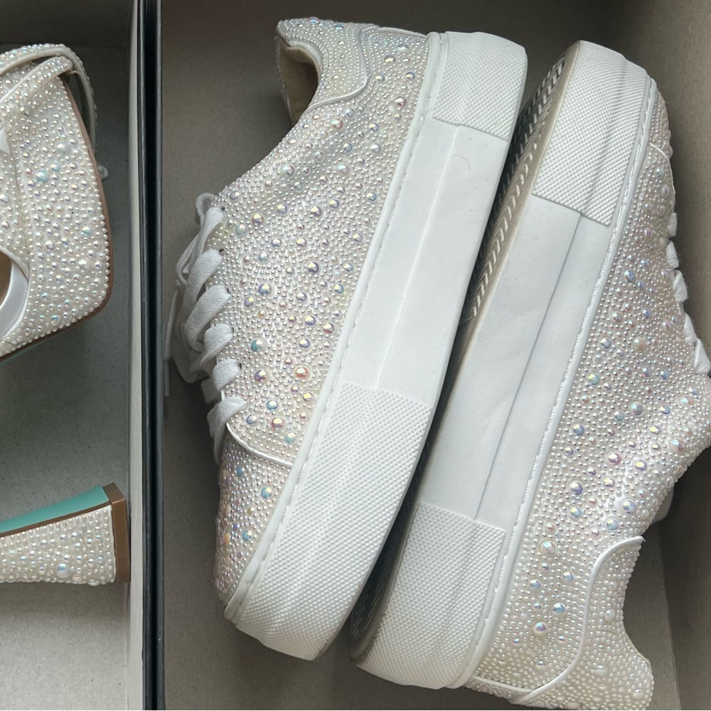 Betsey Johnson Sidney Ivory Platform Sneakers